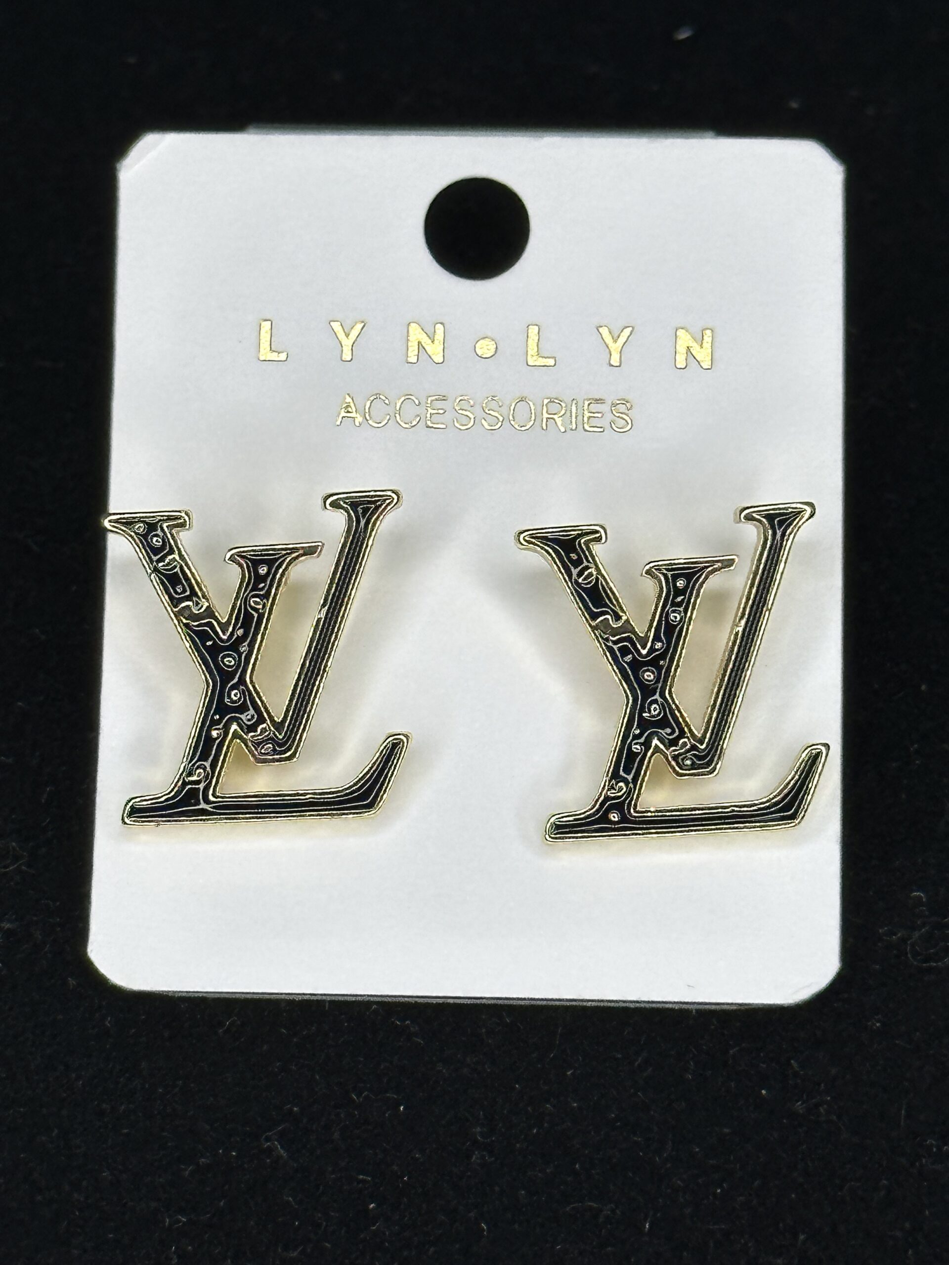 LV Black / Gold Earrings - Shop Cece Xclusives