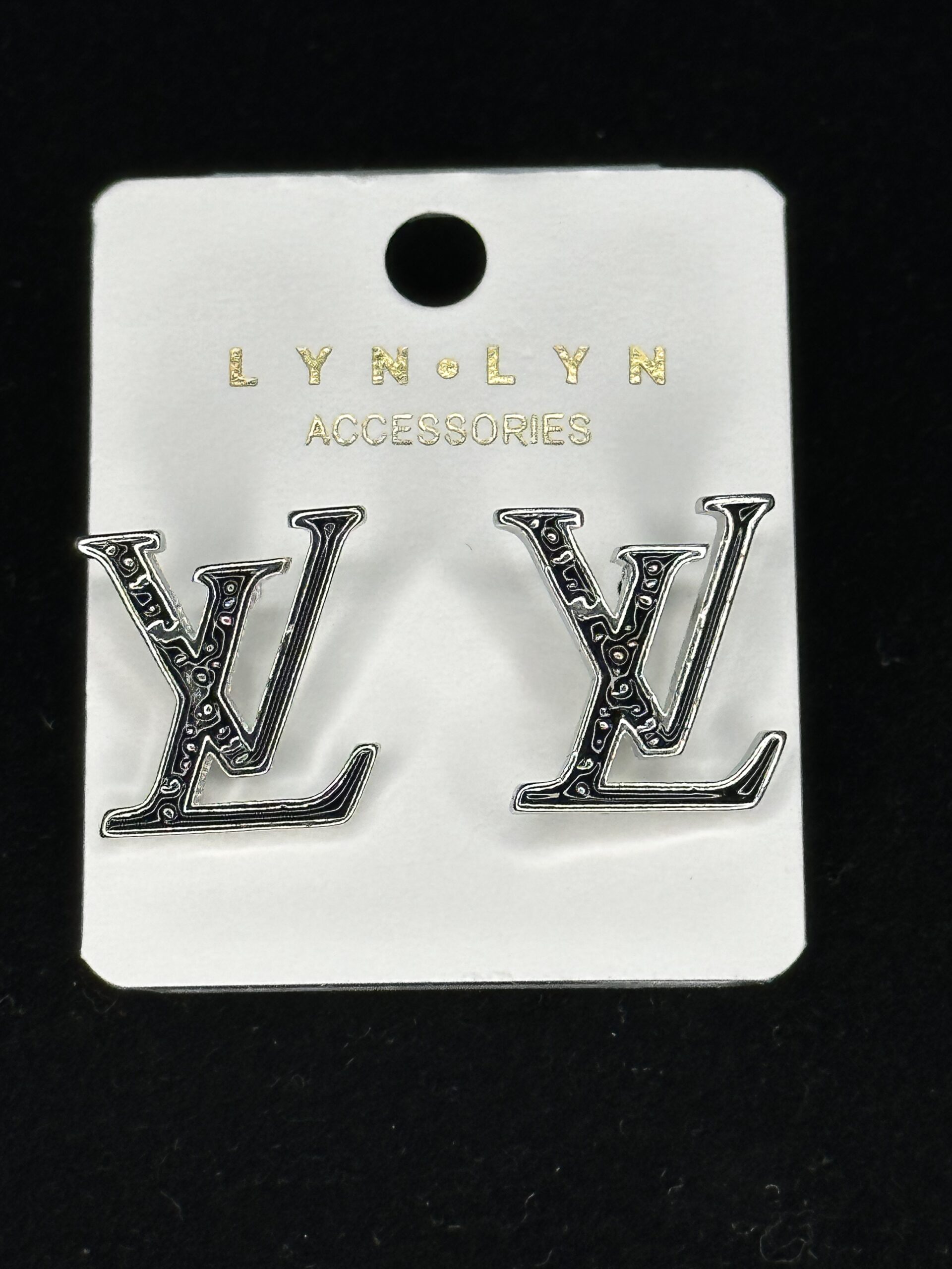 LV Black / Silver Earrings - Shop Cece Xclusives