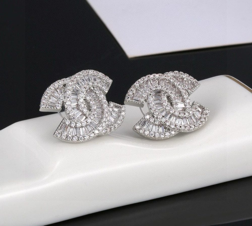 Silver CC Bling Earrings