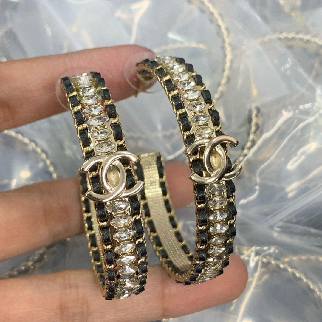 WhatsApp Image 2025-08-18 at 14.55.28_8a2acd70 Crystal CC Chain Hoop Earrings - Image 1