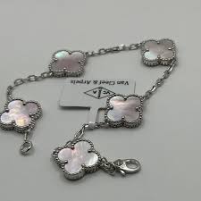 Silver Pink Mother of Pearl VC Bracelet