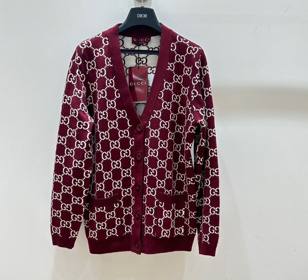 WhatsApp Image 2025-09-30 at 15.04.17_2ce3186f Burgundy and White GG Sweater - Image 1