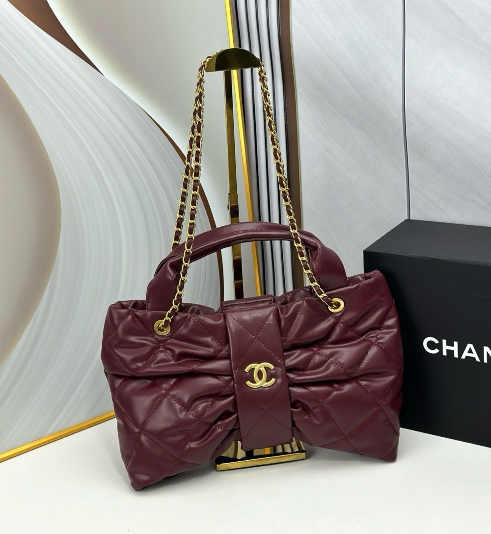 Burgundy CC Bow Bag